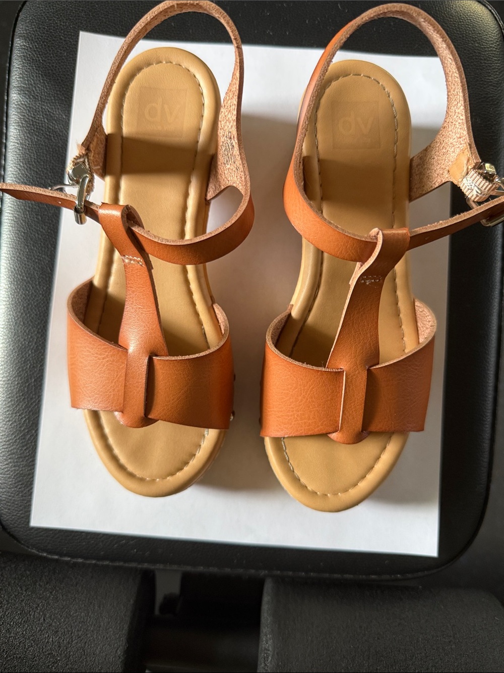 DV by Dolce Vita Kids Orange-Brown T-Strap Sandals